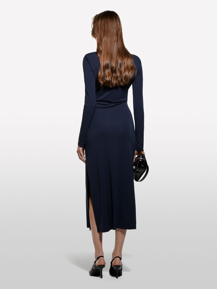 Dark blue dress with slit - women's long dresses - Dark Blue | Sisley image number 2